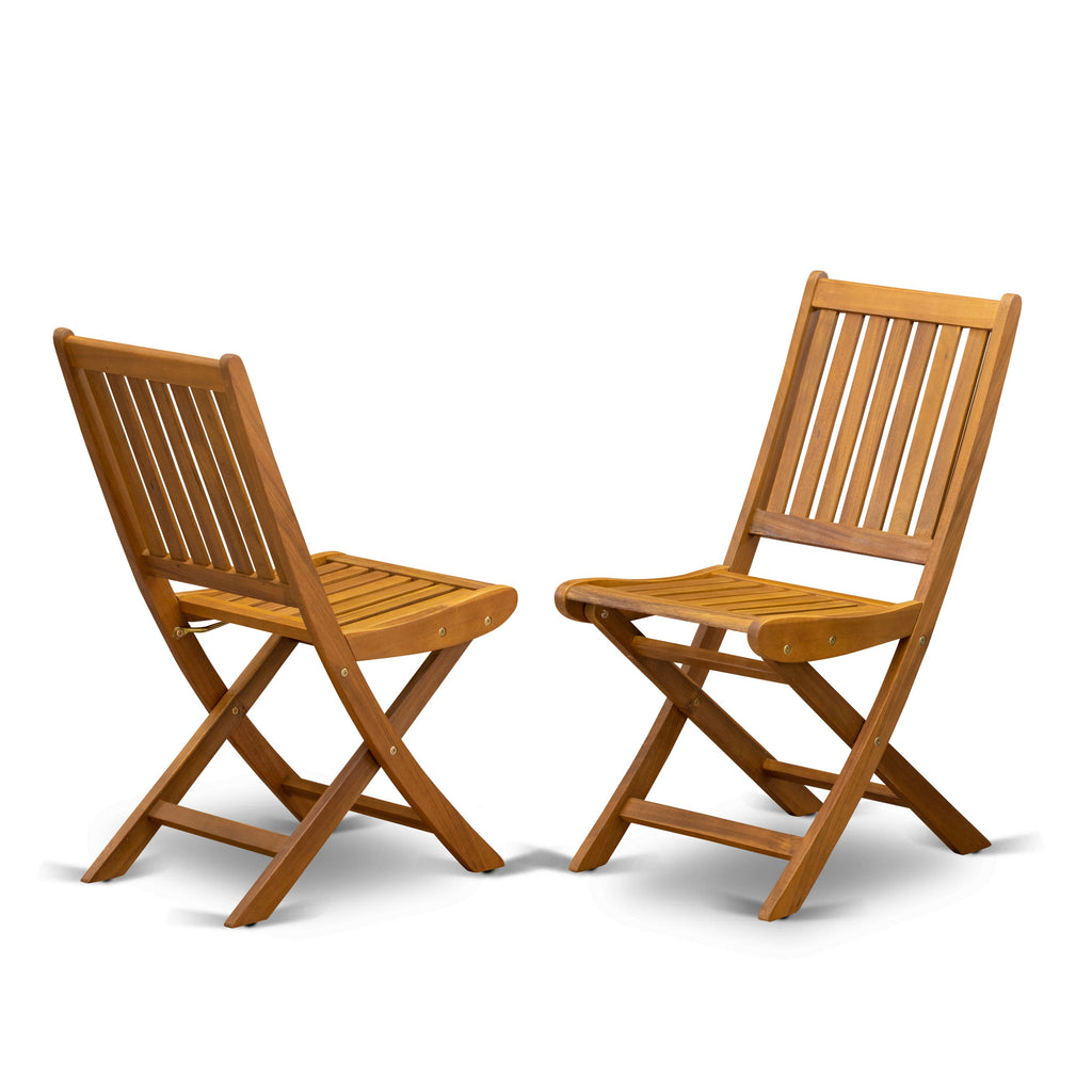 East West Furniture BSDK5CWNA 5 Piece Patio Dining Set Includes an Oval Outdoor Acacia Wood Table and 4 Folding Side Chairs
