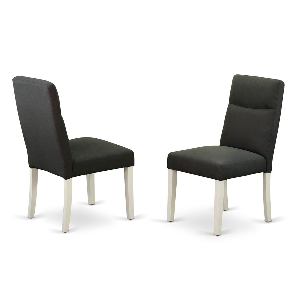 Juego de mesa y sillas de cocina de 3 piezas East West Furniture MZBE3-LWH-20. Incluye una mesa de comedor rectangular con alas abatibles y dos sillas de cocina Parson de tela de lino.