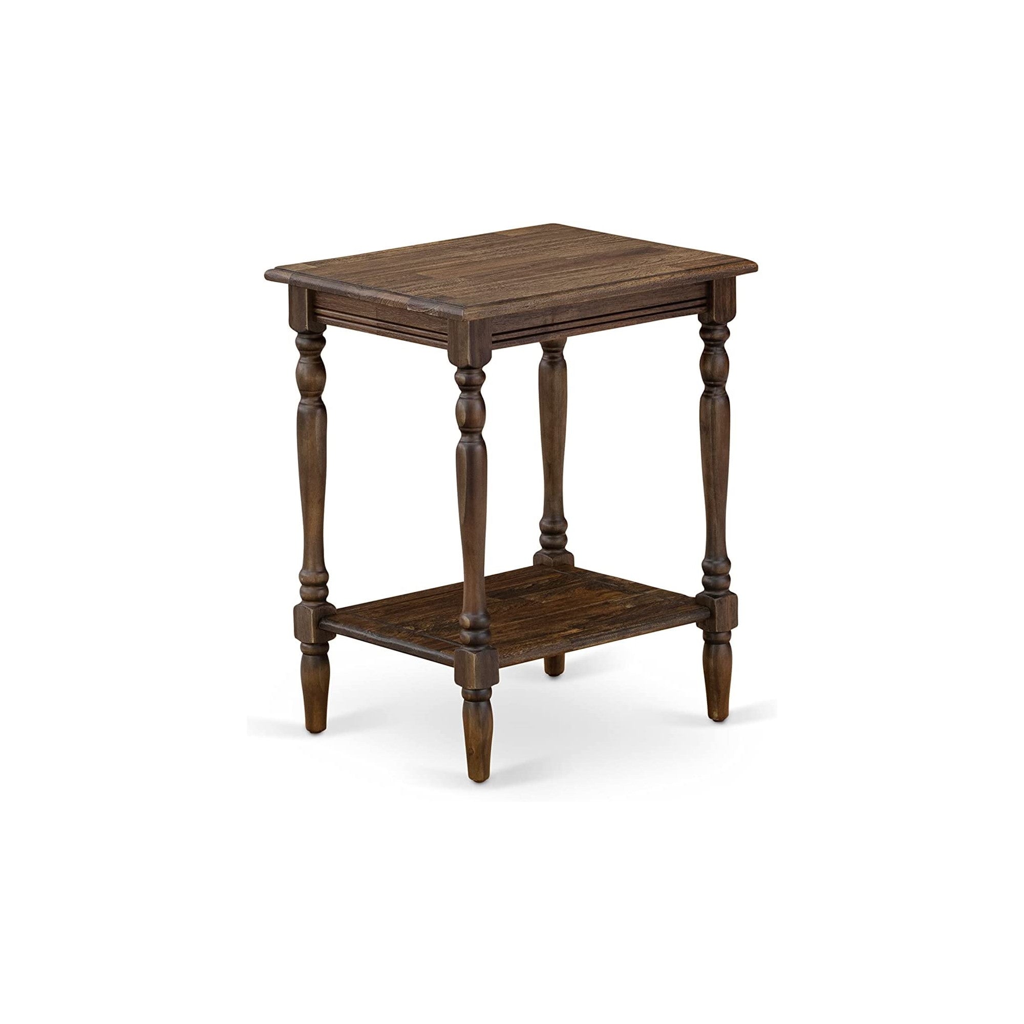East West Furniture GB28F-1BF07 2-Piece Platform Bedroom Set with Button Tufted Bed Frame and a Distressed Jacobean Mid Century Modern Nightstand - Brown faux Leather with Brown Texture and Black Legs