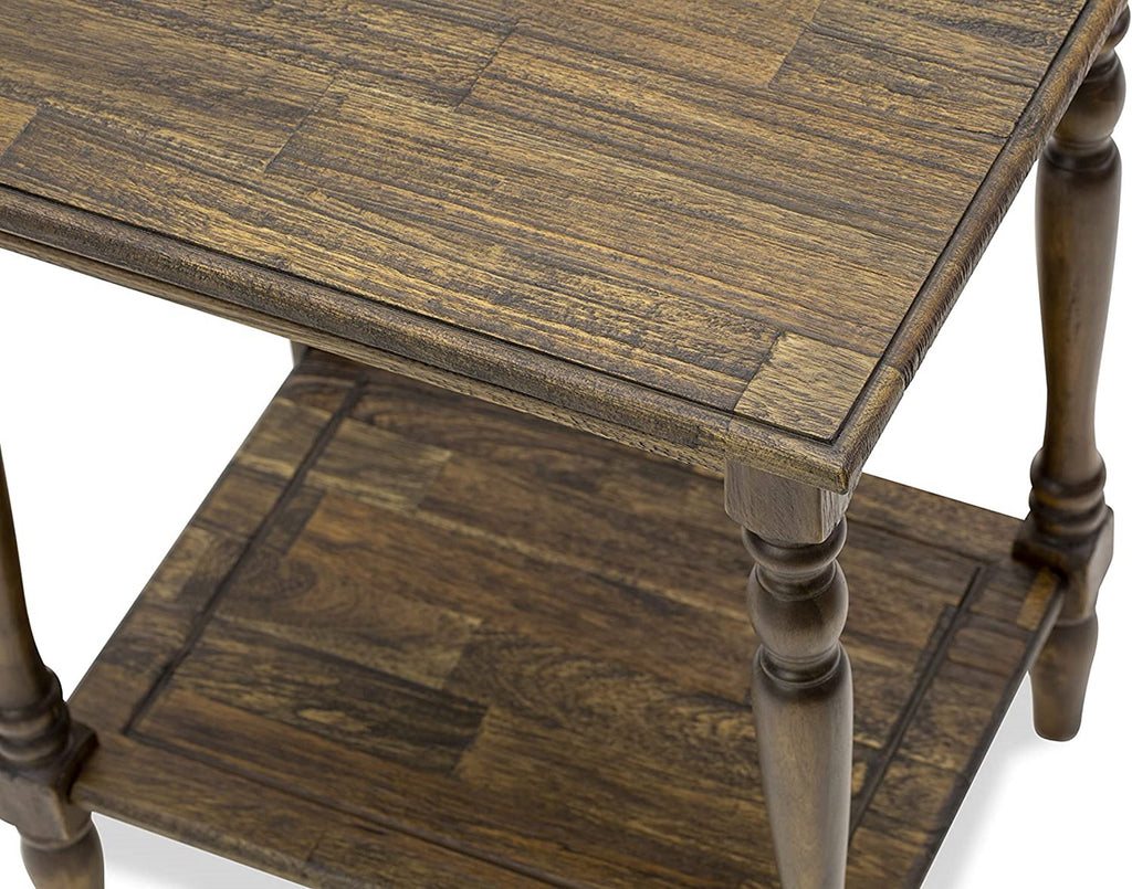 Juego de cama Granbury de 2 piezas East West Furniture GB25Q-1BF07 con cama tamaño queen con capitoné y mesita de noche moderna de estilo jacobino envejecido. Piel sintética marrón oscuro con textura negra y patas negras.
