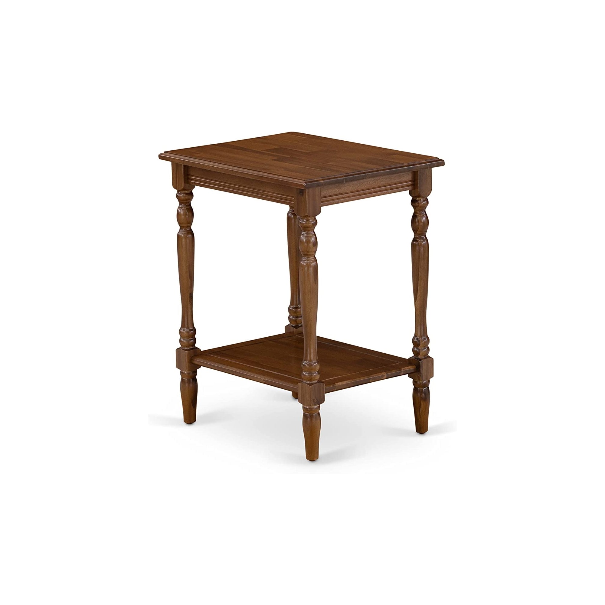 East West Furniture GB25Q-2BF08 3-Piece Platform Wooden Set for Bedroom with Button Tufted Bed and 2 Antique Walnut Mid Century Nightstands - Dark Brown faux Leather with Black Texture and Black Legs