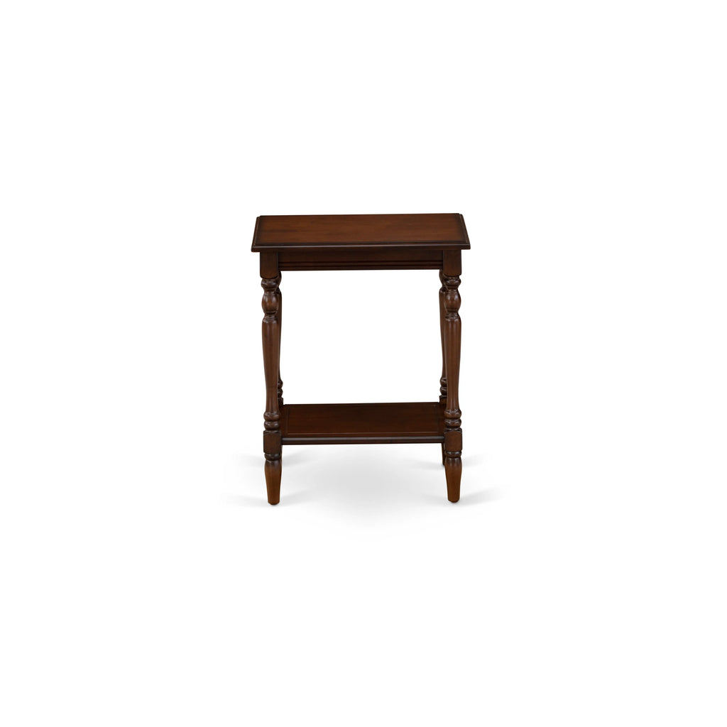 Juego de dormitorio de 2 piezas East West Furniture NL14Q-1BF0M: cama tamaño queen con botones, cabecera tapizada en terciopelo marrón topo y mesita de noche con acabado caoba antiguo.