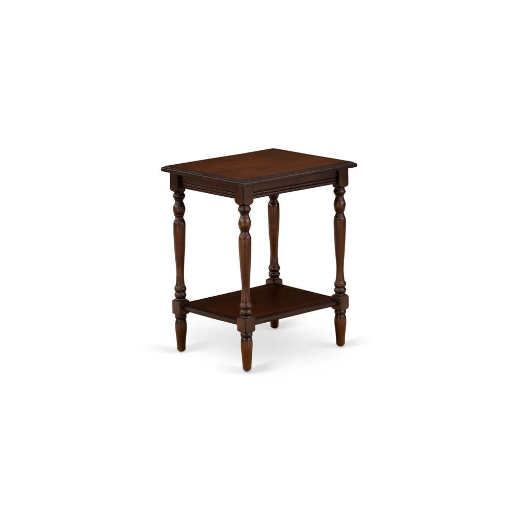 Juego de dormitorio de 2 piezas East West Furniture NL14Q-1BF0M: cama tamaño queen con botones, cabecera tapizada en terciopelo marrón topo y mesita de noche con acabado caoba antiguo.