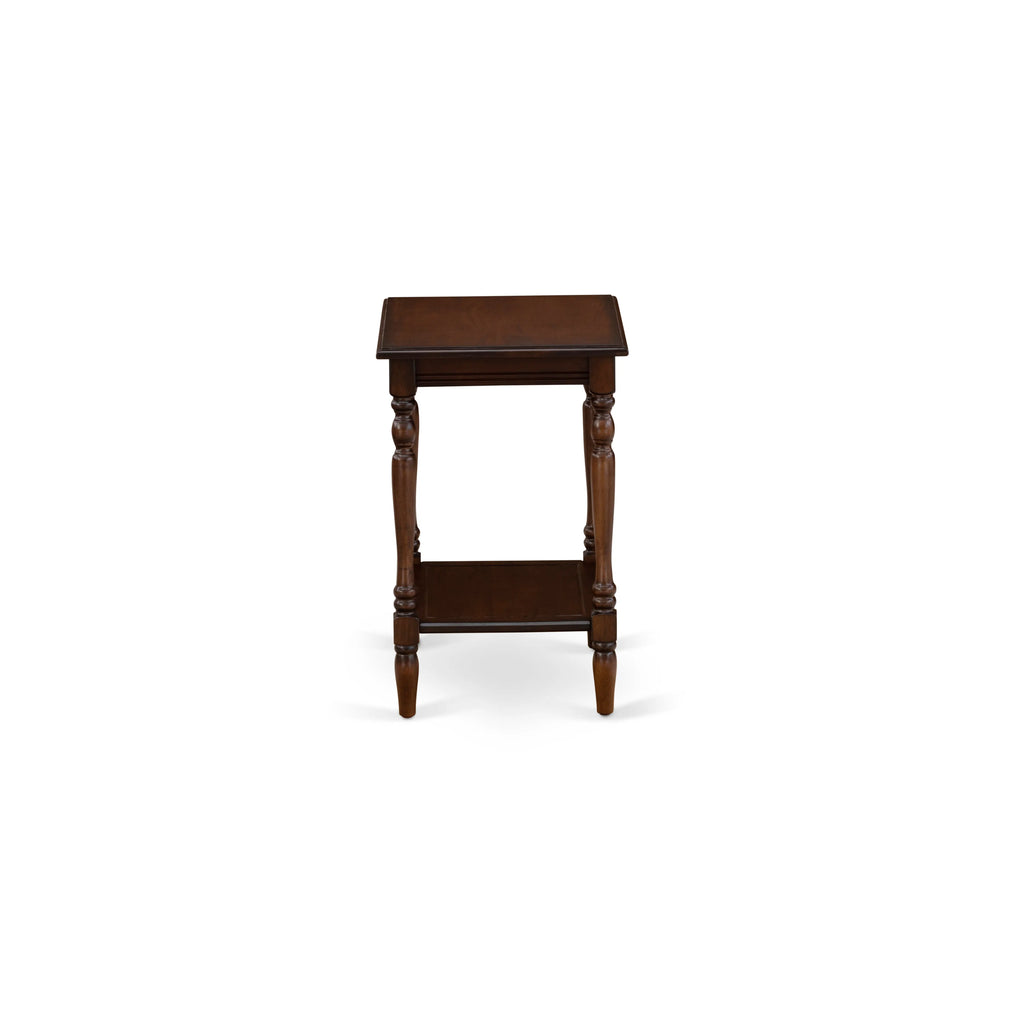 Juego de dormitorio de 2 piezas East West Furniture NL14Q-1BF0M: cama tamaño queen con botones, cabecera tapizada en terciopelo marrón topo y mesita de noche con acabado caoba antiguo.