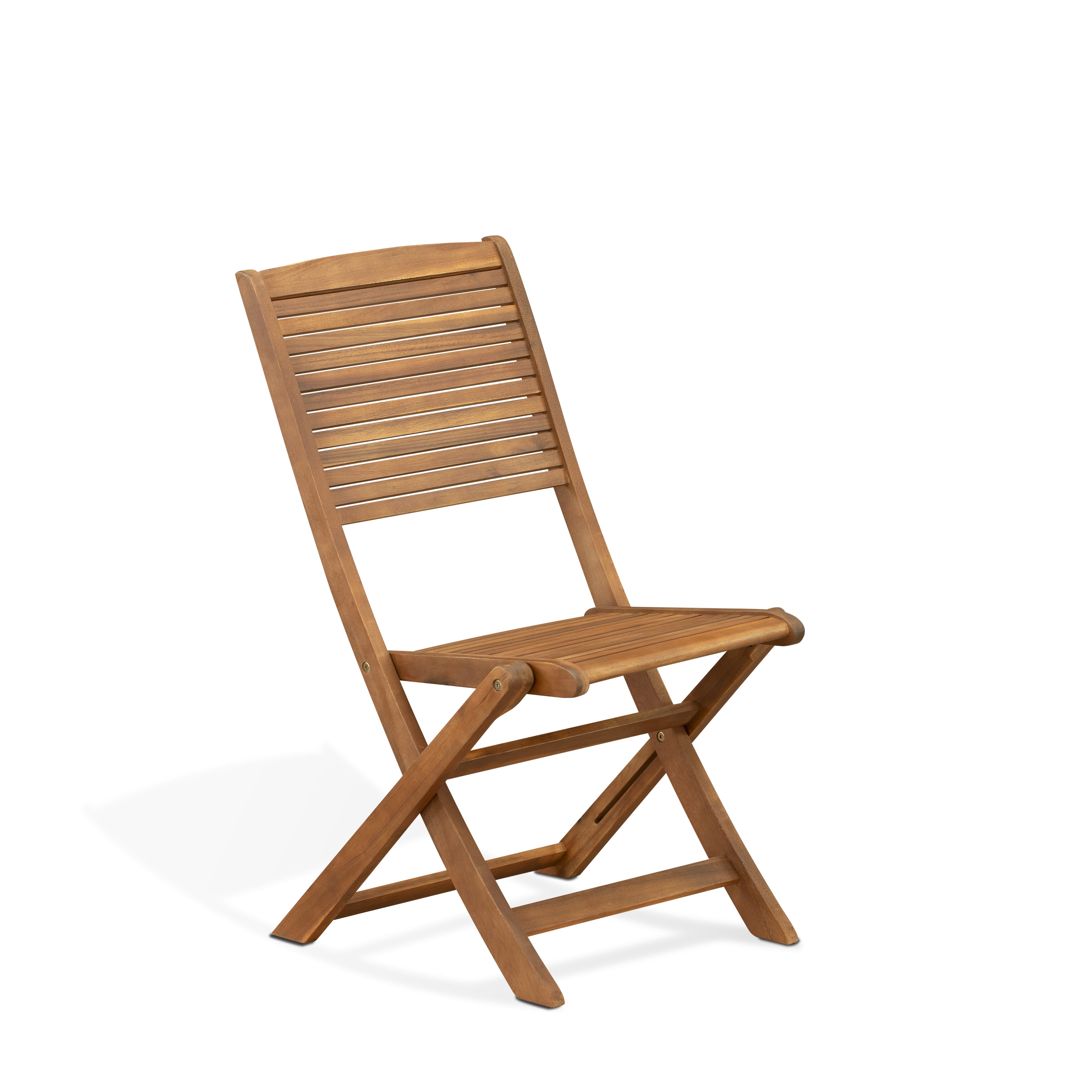 East West Furniture SEFM3CWNA 3 Piece Outdoor Conversation Bistro Set Includes a Square Acacia wood Coffee Table and 2 Folding Side Chairs, 26x26 Inch, Natural Oil