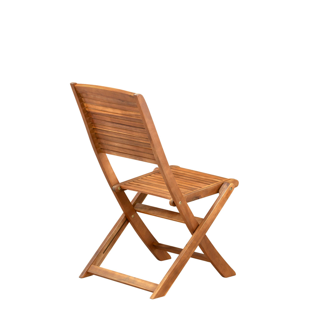 East West Furniture SEFM3CWNA 3 Piece Outdoor Conversation Bistro Set Includes a Square Acacia Wood Coffee Table and 2 Folding Side Chairs