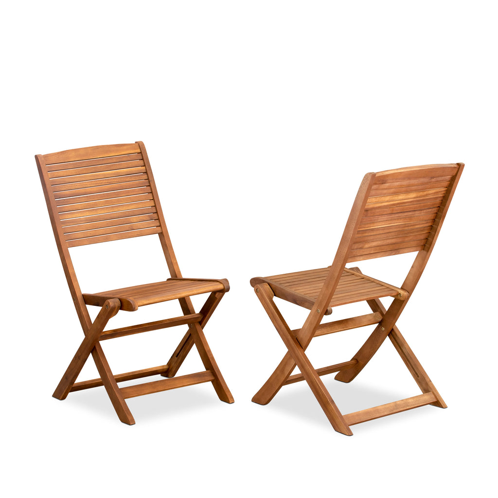 East West Furniture BSFM9CWNA 9 Piece Patio Garden Table Set Consist of an Oval Outdoor Acacia Wood Dining Table and 8 Folding Side Chairs