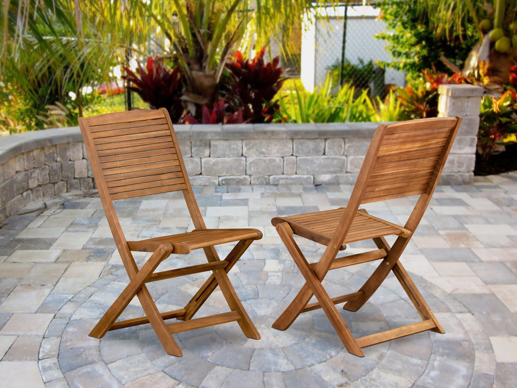 East West Furniture BFMCWNA Fremont Foldable Patio Dining Chairs - Acacia Wood, Set of 2, Natural Oil