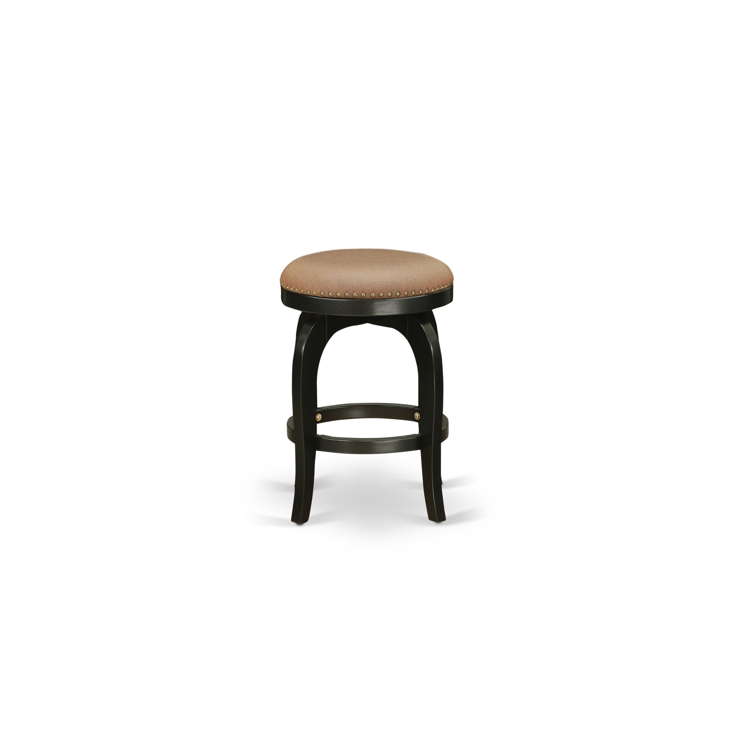 Taburete de bar Bedford de altura de mostrador East West Furniture SB024-15277, redondo, tapizado en cuero sintético marrón tostado, sin respaldo