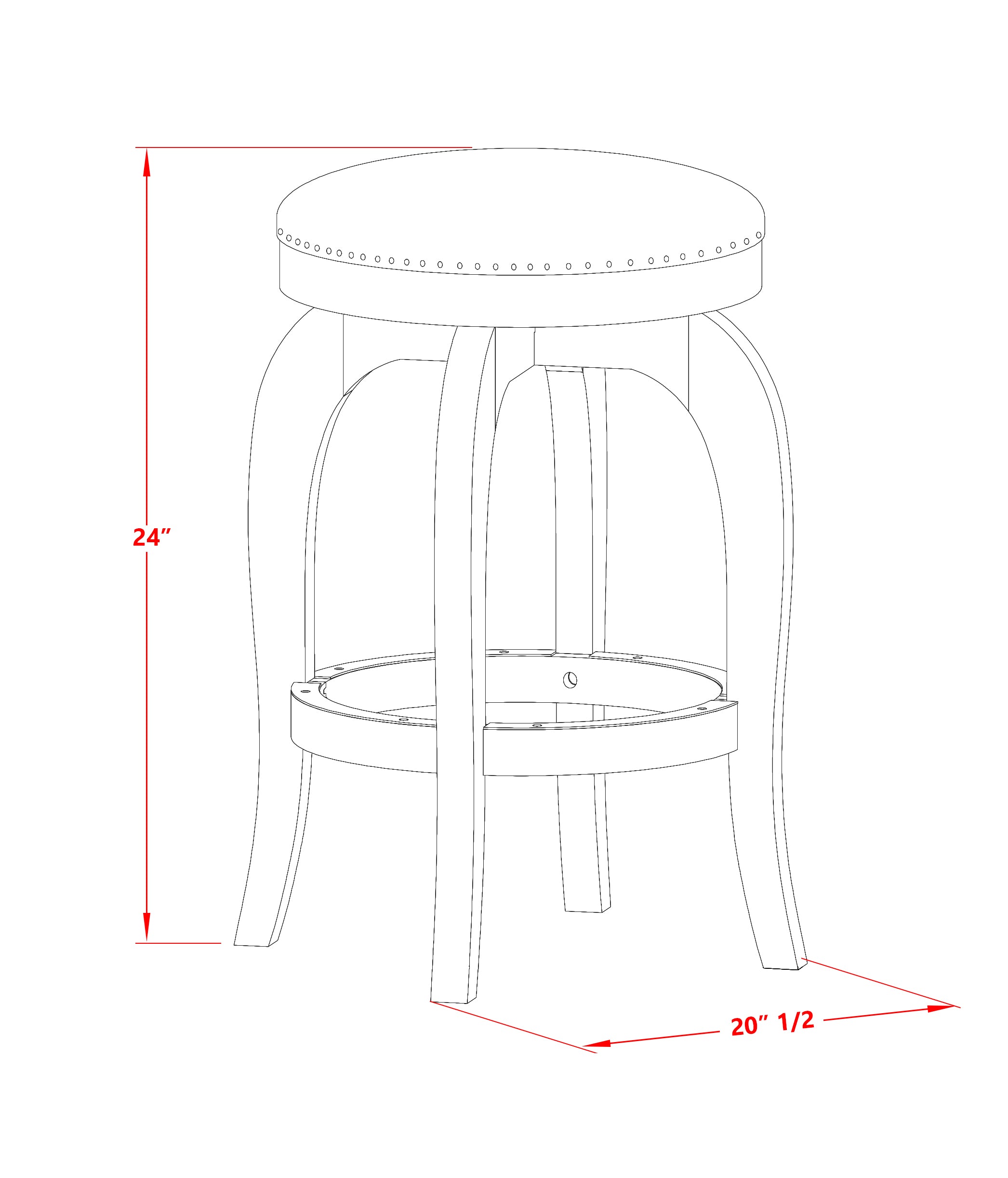 Taburete de bar Bedford de altura de mostrador East West Furniture SB024-15277, redondo, tapizado en cuero sintético marrón tostado, sin respaldo