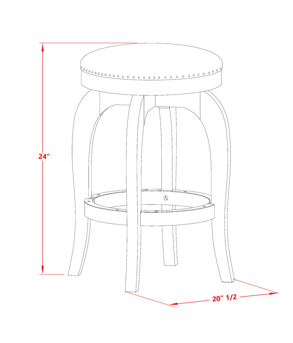 East West Furniture SB024-15277 Bedford Counter Height Barstool - Round Shape Brown Roast PU Leather Upholstered Backless Chairs