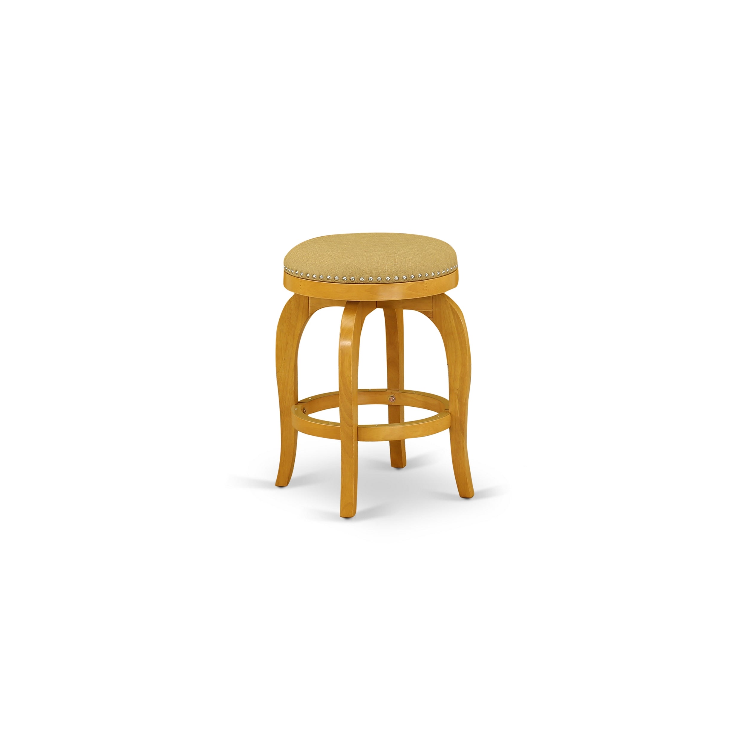 BFS024-416 Bedford Swivel Backless Barstool 24'' Seat Height With Oak Leg And Pu Leather Vegas Gold