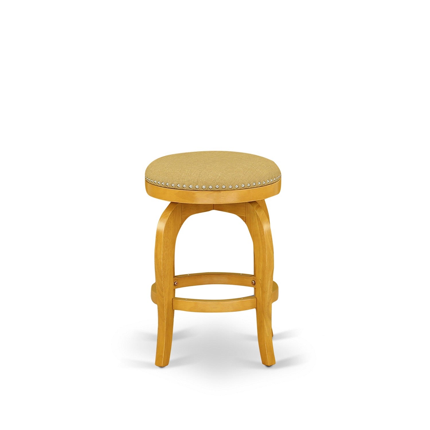 BFS024-416 Bedford Swivel Backless Barstool 24'' Seat Height With Oak Leg And Pu Leather Vegas Gold