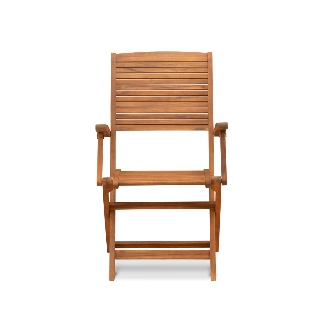 East West Furniture DIHD7CANA 7 Piece Patio Dining Set Includes an Oval Outdoor Acacia Wood Table and 6 Folding Arm Chairs