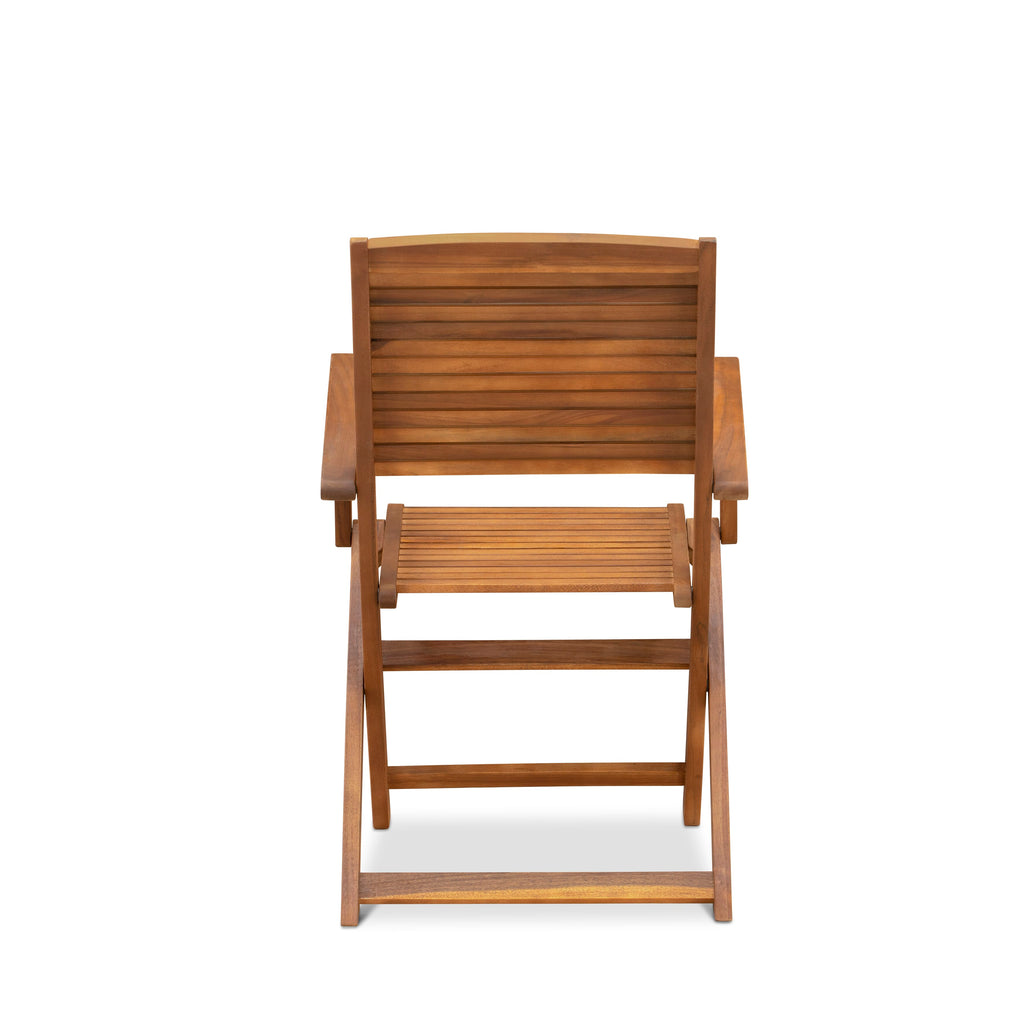 East West Furniture AEHD7CANA 7 Piece Outdoor Patio Dining Sets Consist of a Rectangle Acacia Wood Table and 6 Folding Arm Chairs