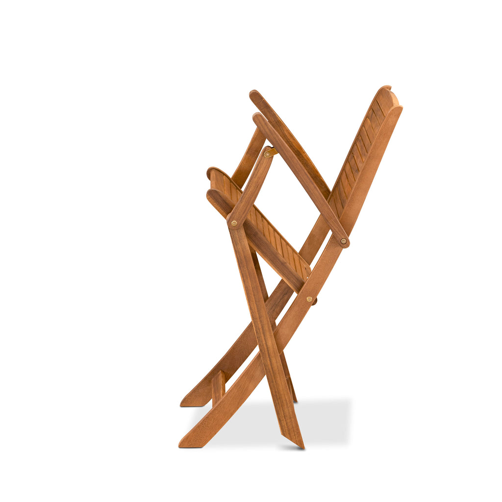 East West Furniture AEHD7CANA 7 Piece Outdoor Patio Dining Sets Consist of a Rectangle Acacia Wood Table and 6 Folding Arm Chairs
