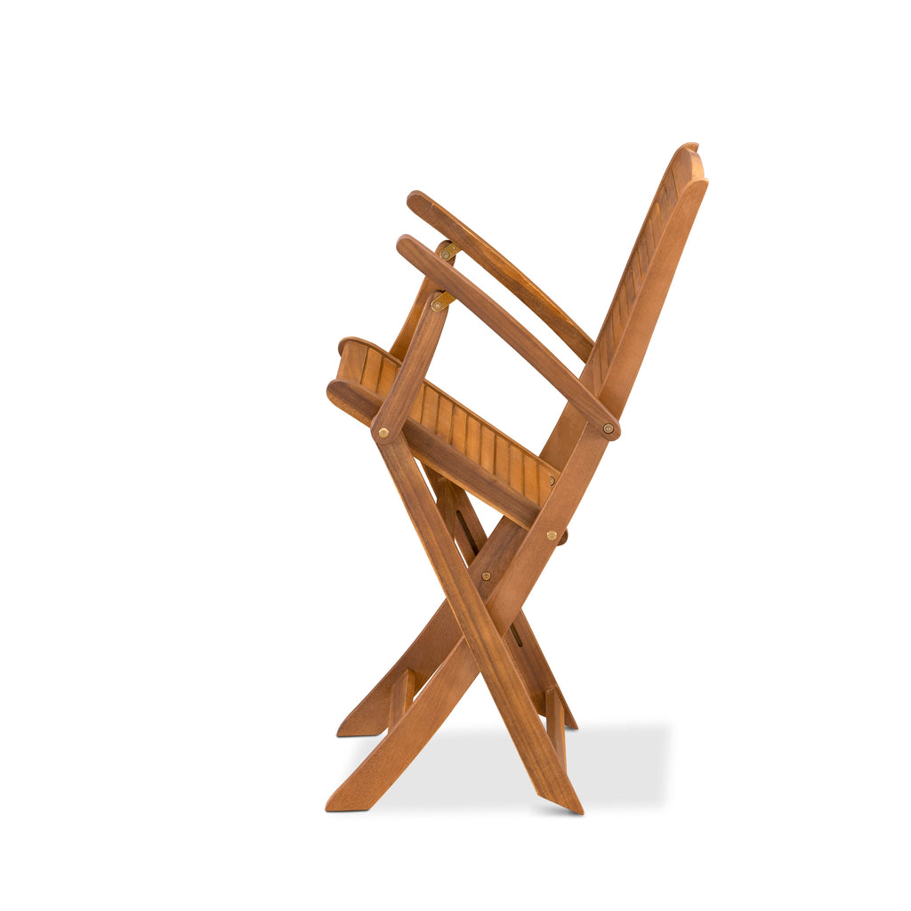 East West Furniture AEHD7CANA 7 Piece Outdoor Patio Dining Sets Consist of a Rectangle Acacia Wood Table and 6 Folding Arm Chairs