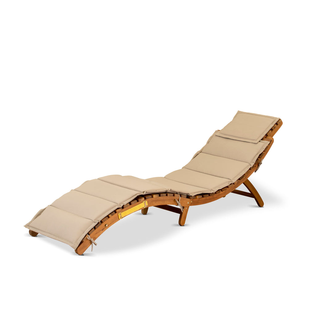 East West Furniture BHNU1NA Helena Patio Chaise Lounge - Outdoor Acacia Wood Sunlounger Chairs for Poolside, Deck, Lawn, 72x22x25 Inch, Natural Oil