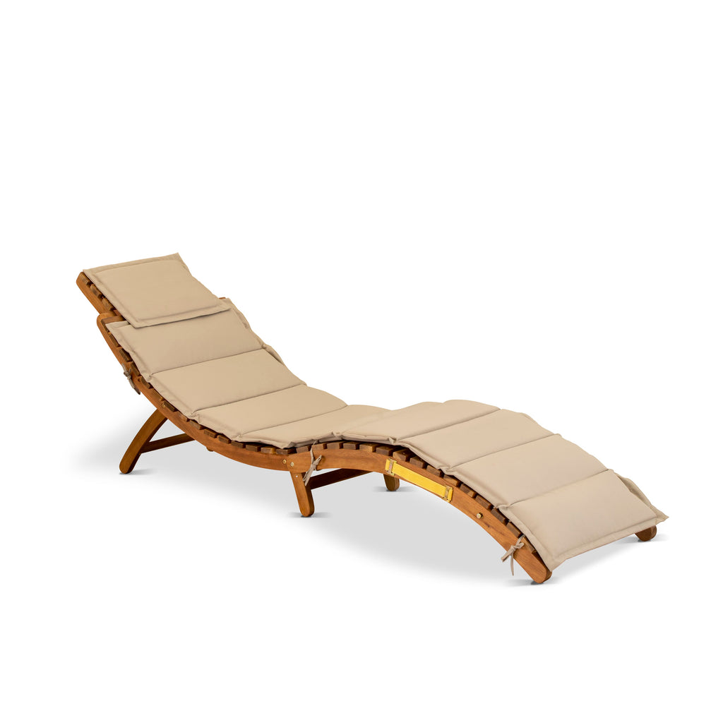 East West Furniture BHNU1NA Helena Patio Chaise Lounge - Outdoor Acacia Wood Sunlounger Chairs for Poolside