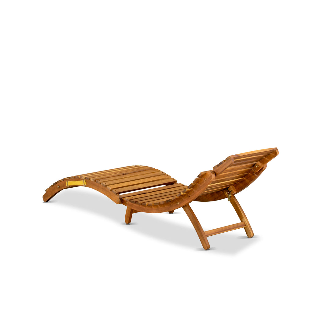 East West Furniture BHNU1NA Helena Patio Chaise Lounge - Outdoor Acacia Wood Sunlounger Chairs for Poolside, Deck, Lawn, 72x22x25 Inch, Natural Oil