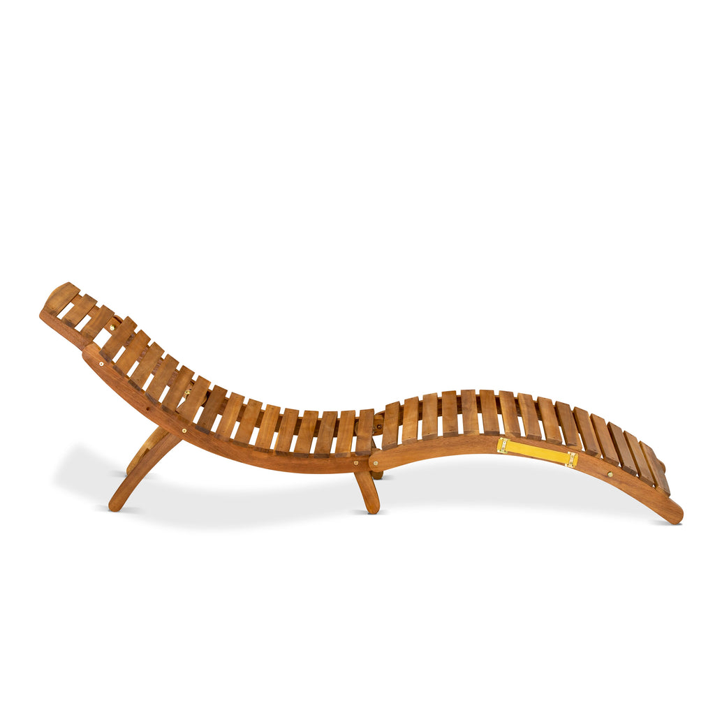 East West Furniture BHNU1NA Helena Patio Chaise Lounge - Outdoor Acacia Wood Sunlounger Chairs for Poolside