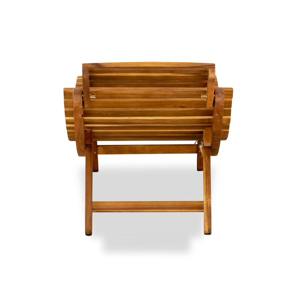 East West Furniture BHNU1NA Helena Patio Chaise Lounge - Outdoor Acacia Wood Sunlounger Chairs for Poolside