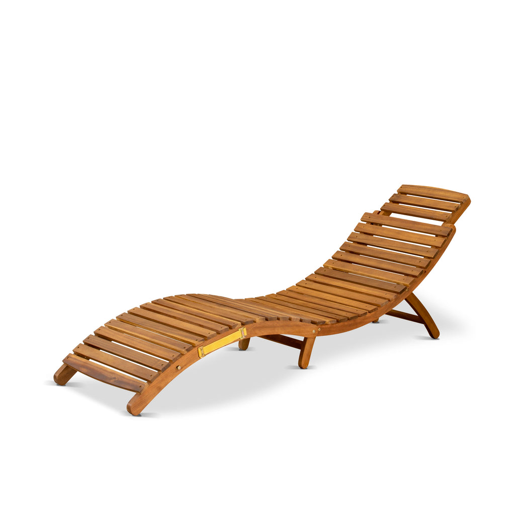 East West Furniture BHNU1NA Helena Patio Chaise Lounge - Outdoor Acacia Wood Sunlounger Chairs for Poolside, Deck, Lawn, 72x22x25 Inch, Natural Oil