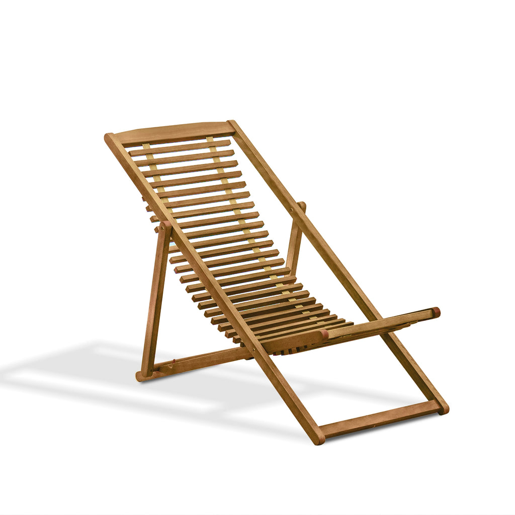 East West Furniture BJPCLNE Jasper Outdoor Chaise Lounge - Patio Sunlounger Relax Chair for Poolside, Deck, Lawn - Eucalyptus Wood, 22x40x34 Inch, Natural Oil