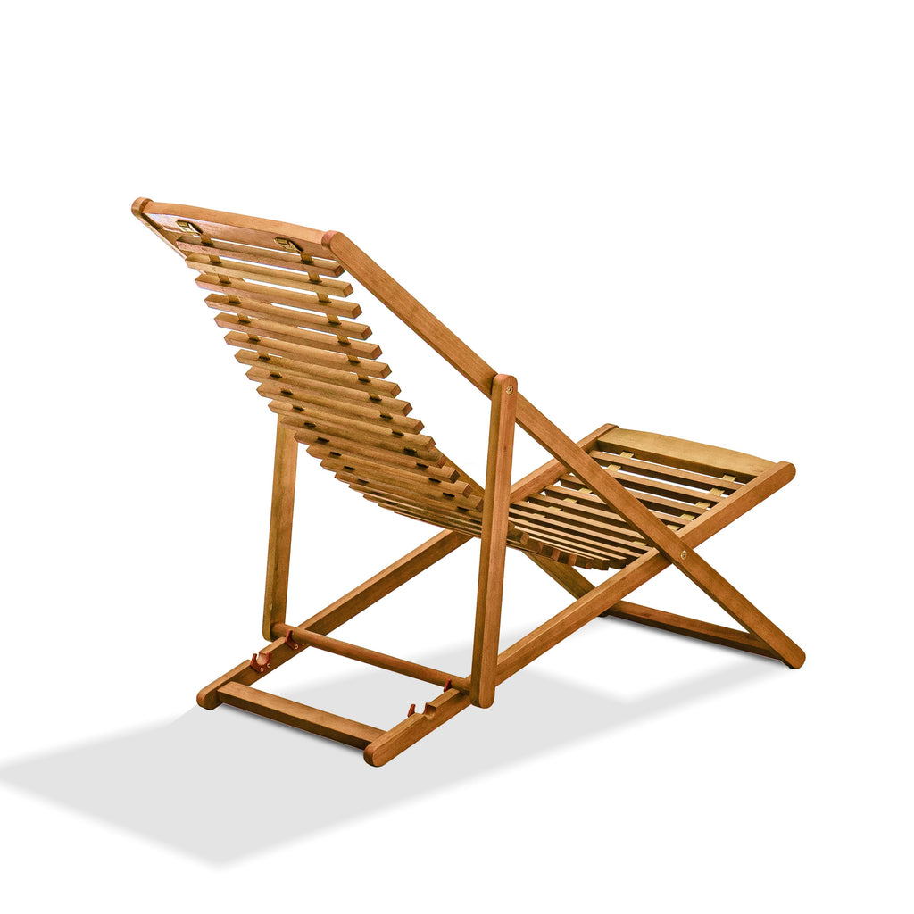 East West Furniture BJPCLNE Jasper Outdoor Chaise Lounge - Patio Sunlounger Relax Chair for Poolside, Deck, Lawn - Eucalyptus Wood, 22x40x34 Inch, Natural Oil