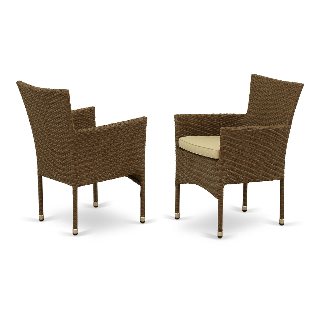 East West Furniture BKLC102A Bork Outdoor Patio Wicker Arm Chairs with Cushion