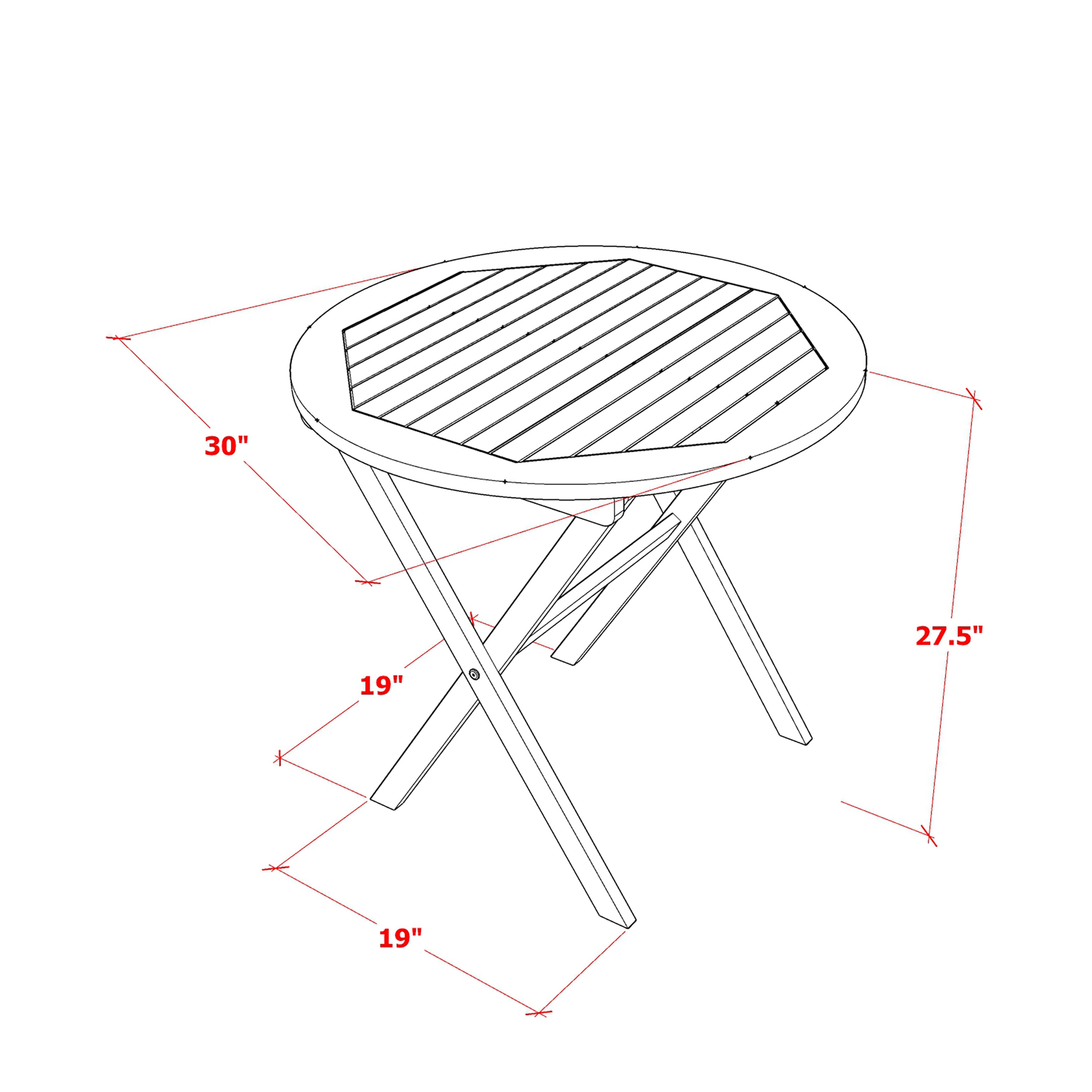 East West Furniture MNBS3CWNA 3-Piece Folding Patio Set Contains a Folding Patio Table and 2 Outdoor Bistro Chairs Suitable for Garden, Terrace, Bistro, and Porch - Natural Oil Finish