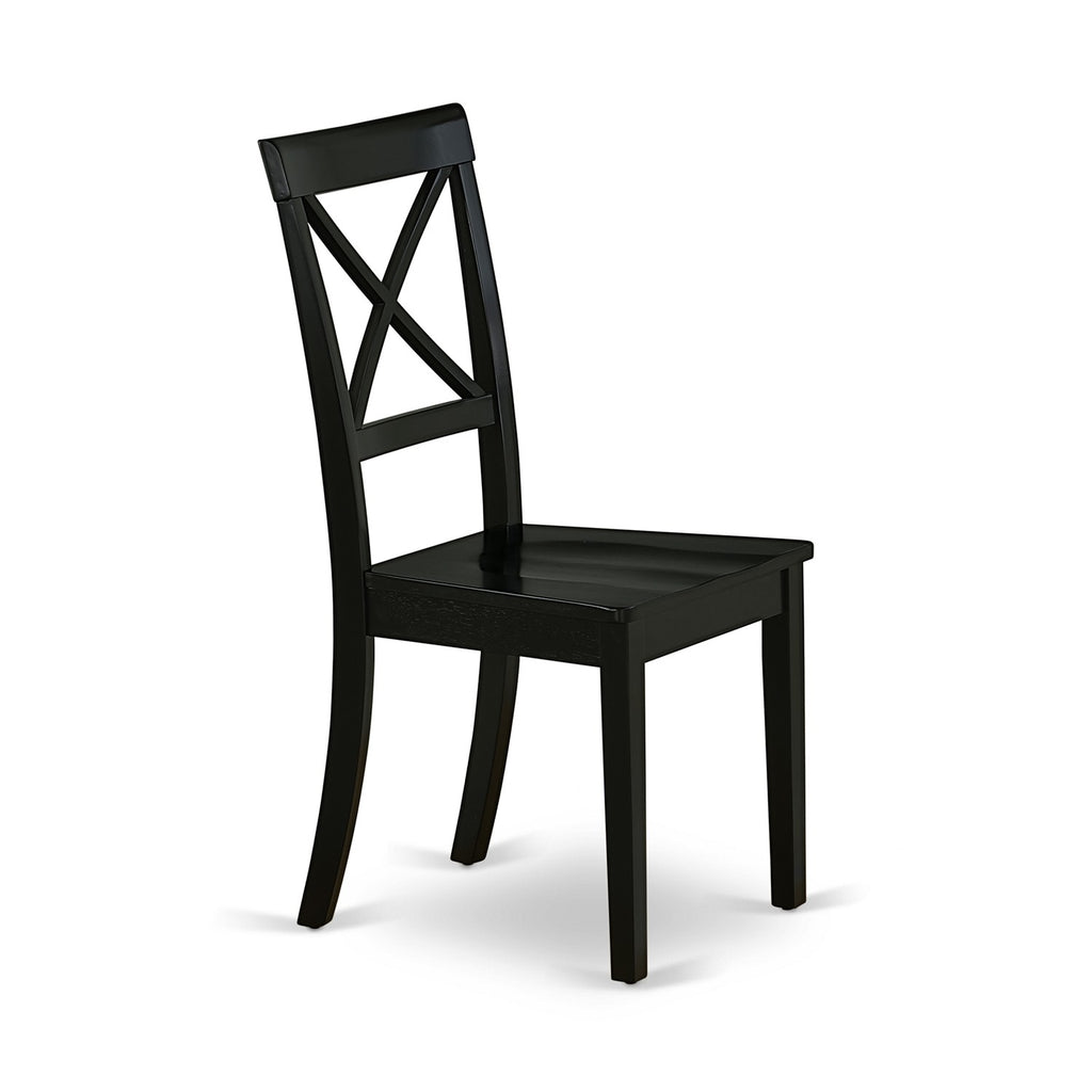 East West Furniture BOC-BLK-W Boston Dining Room Chairs - Cross Back Solid Wood Seat Chairs