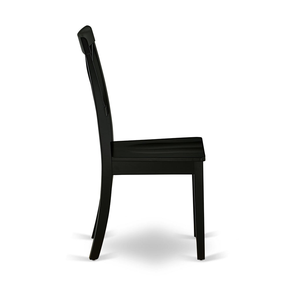East West Furniture BOC-BLK-W Boston Dining Room Chairs - Cross Back Solid Wood Seat Chairs