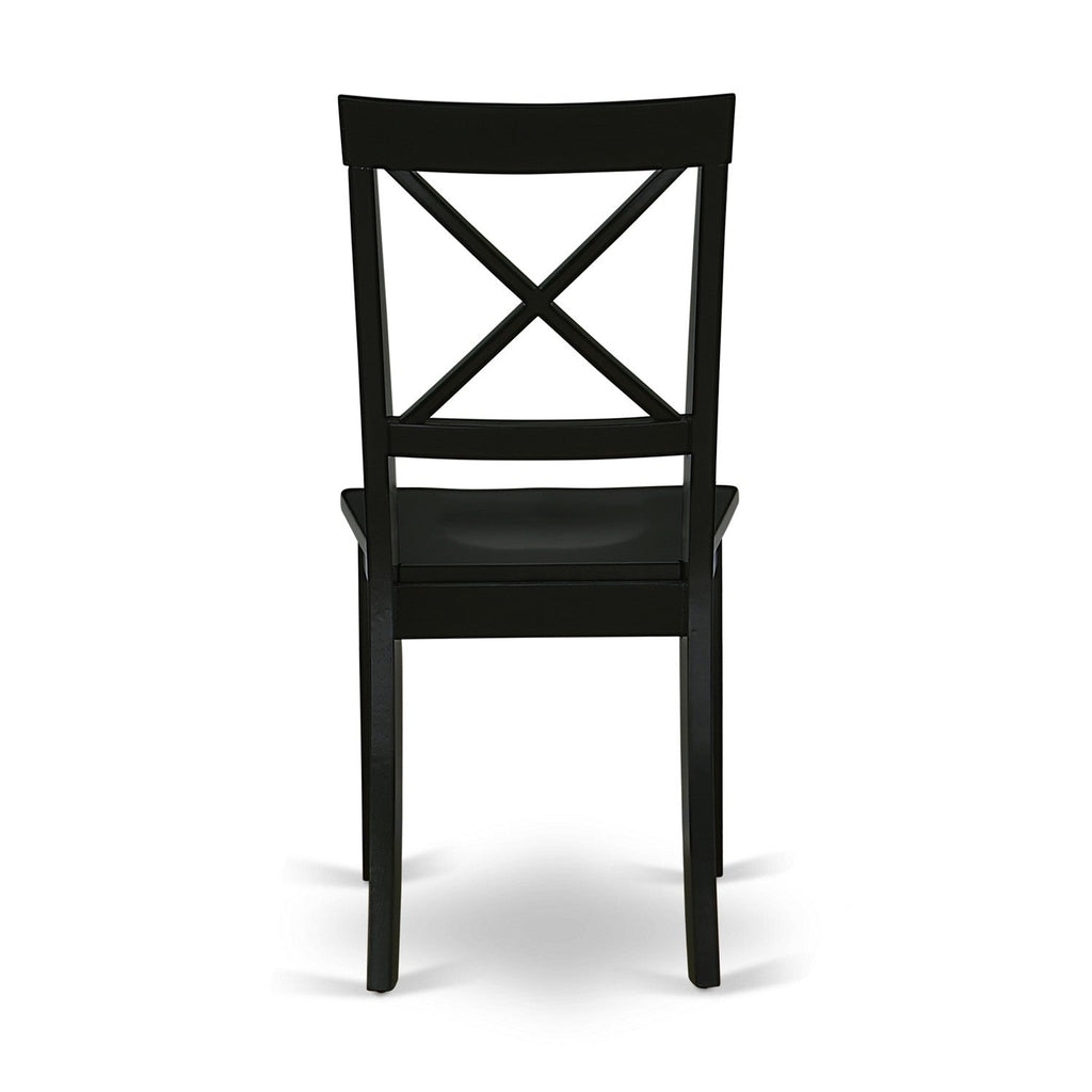 East West Furniture WEBO7-BLK-W 7 Piece Dining Room Table Set Consist of a Rectangle Kitchen Table with Butterfly Leaf and 6 Dining Chairs