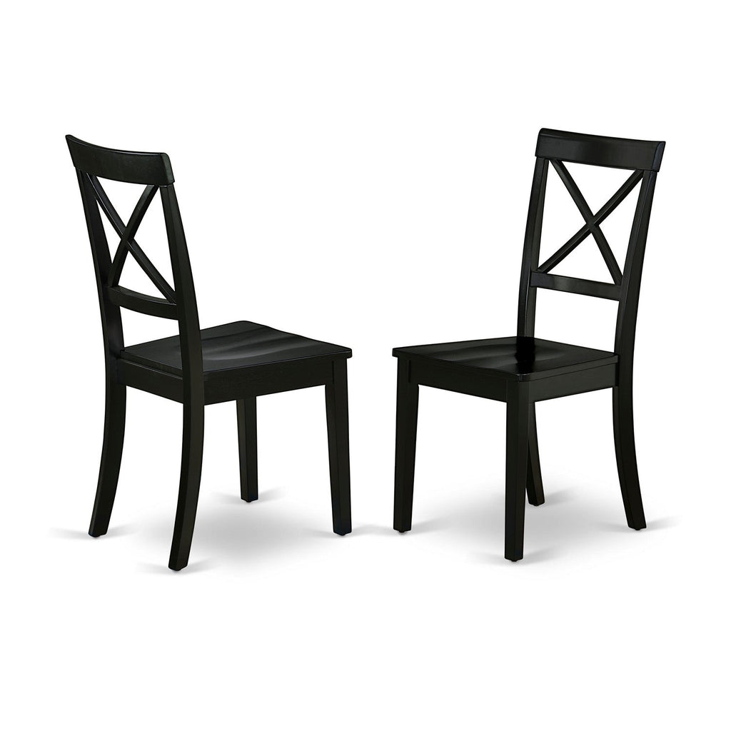 East West Furniture DUBO7-BLK-W 7 Piece Dining Set Consist of a Rectangle Dining Room Table and 6 Kitchen Chairs