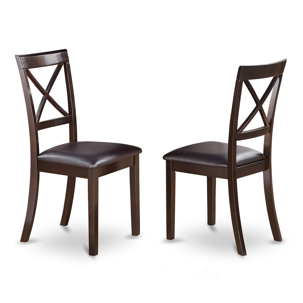 East West Furniture HEBO7-CAP-LC 7 Piece Kitchen Table & Chairs Set Consist of a Rectangle Dining Table with Pedestal and 6 Faux Leather Dining Room Chairs