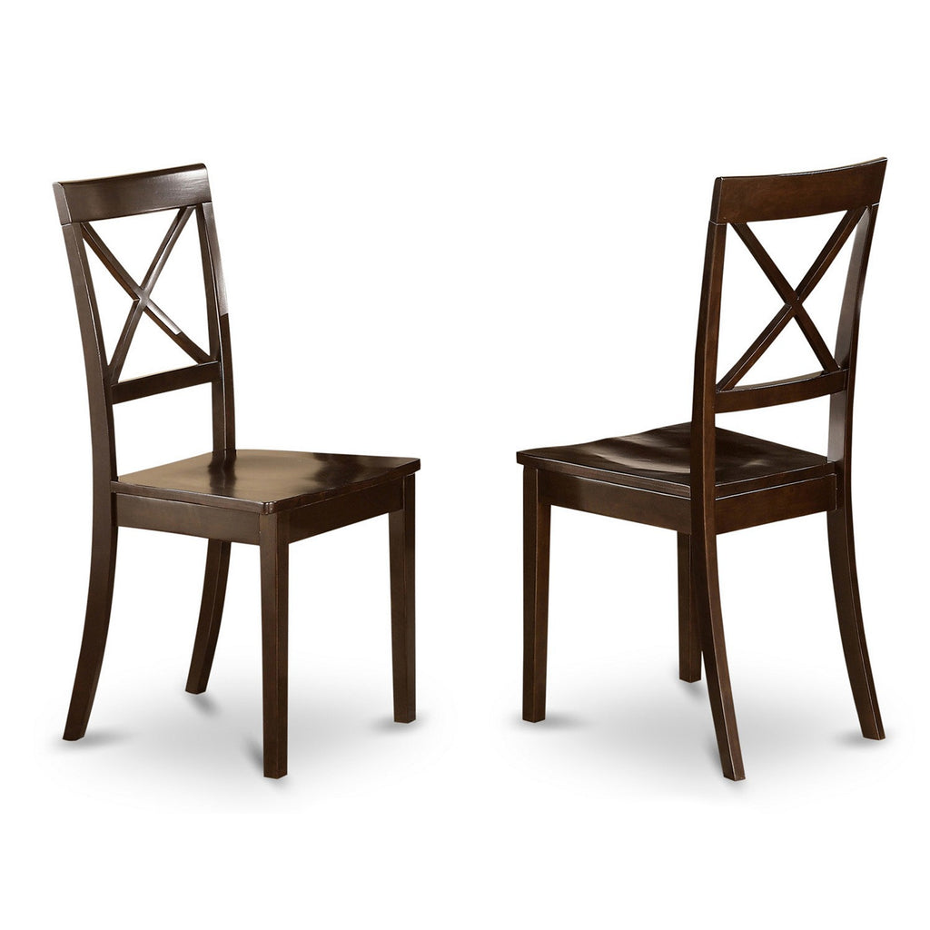 East West Furniture BOC-CAP-W Boston Dining Room Chairs - Cross Back Solid Wood Seat Chairs