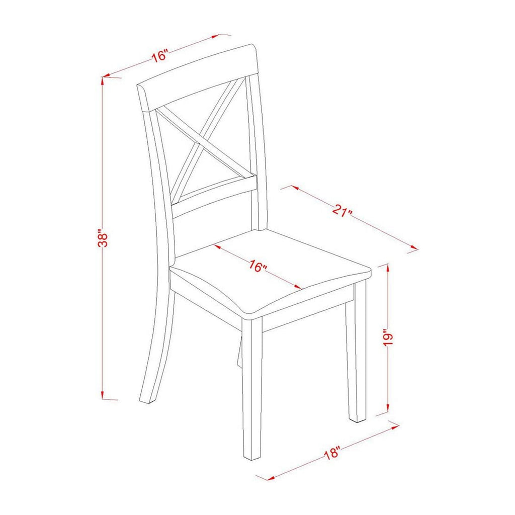 East West Furniture BOC-WHI-LC Boston Dinette Chairs - Faux Leather Upholstered Wooden Chairs
