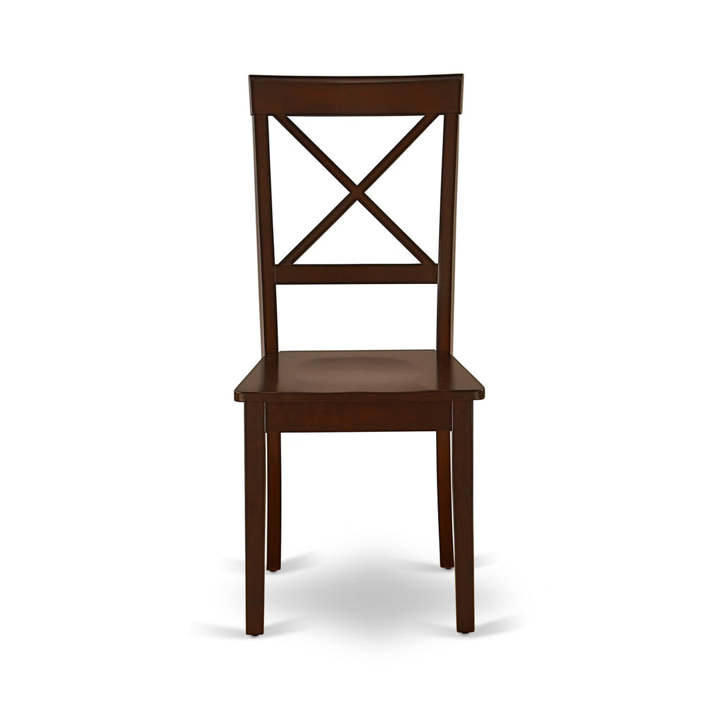 East West Furniture ANBO3-MAH-W 3 Piece Dining Set Contains a Round Kitchen Table with Pedestal and 2 Dining Chairs