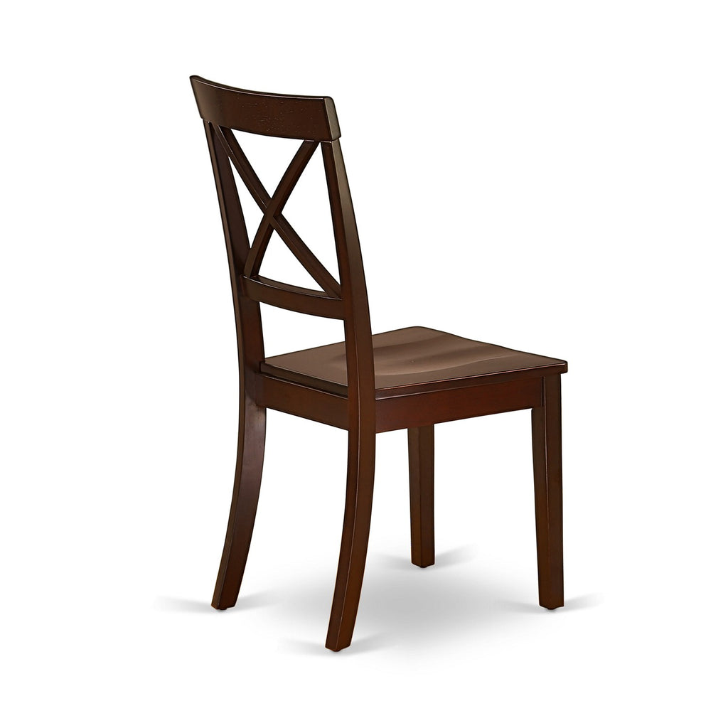 East West Furniture BOC-MAH-W Boston Dining Chairs - Cross Back Wood Seat Kitchen Chairs