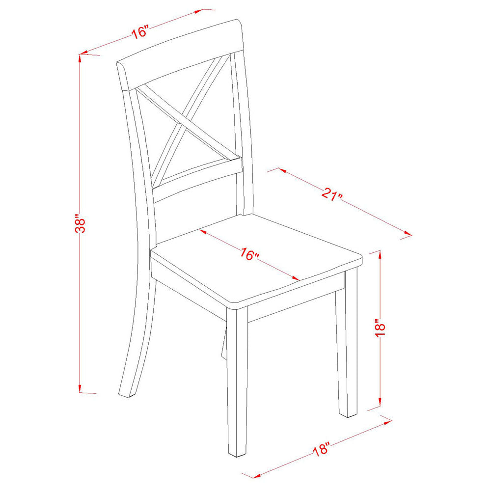 East West Furniture BOC-MAH-W Boston Dining Chairs - Cross Back Wood Seat Kitchen Chairs