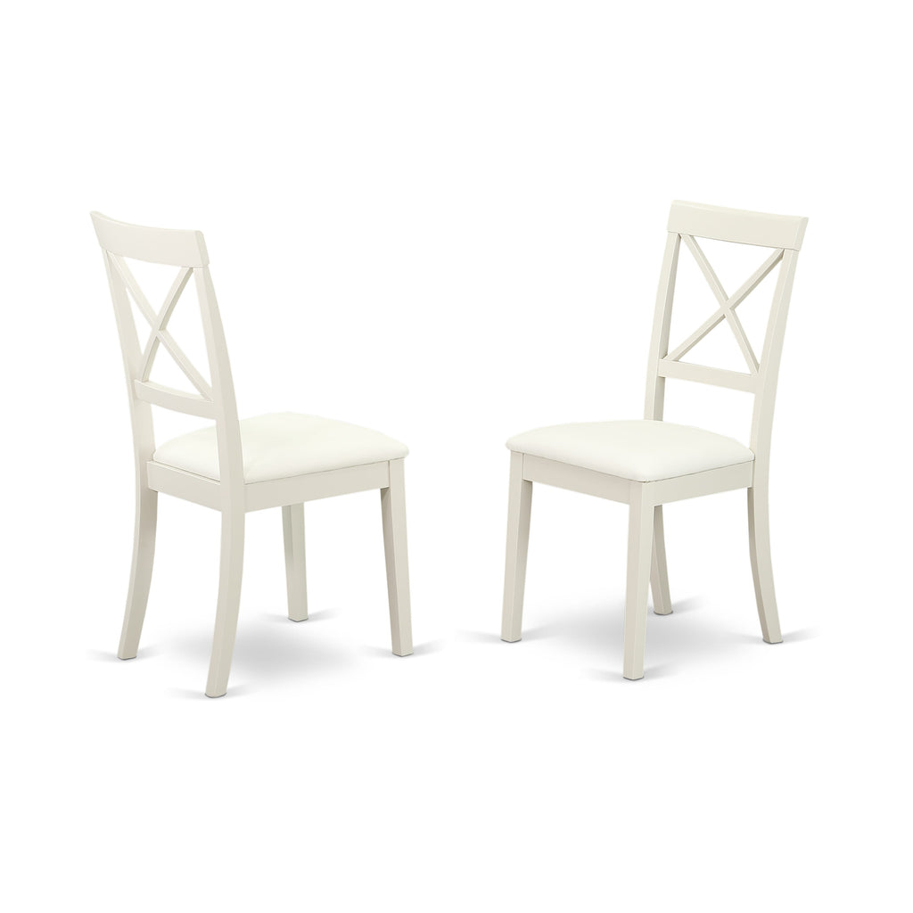 Juego de mesa de comedor East West Furniture CABO5C-LWH-LC de 5 piezas para 4 personas. Incluye una mesa de cocina rectangular y 2 sillas de comedor de piel sintética con 2 bancos.