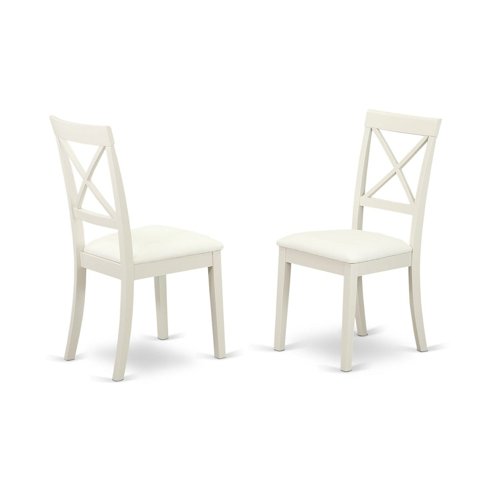 East West Furniture WEBO7-LWH-LC 7 Piece Dining Table Set Consist of a Rectangle Dinner Table with Butterfly Leaf and 6 Faux Leather Dining Room Chairs