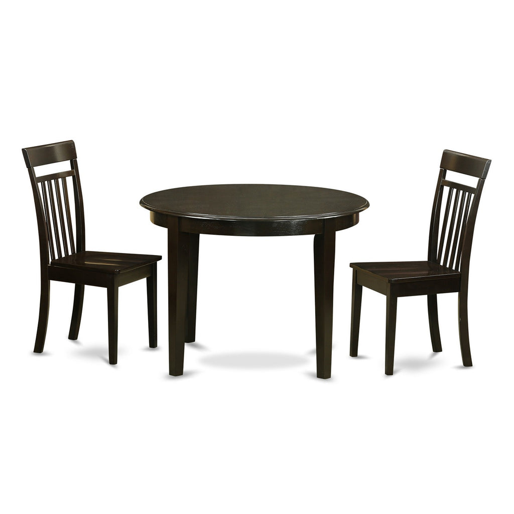 East West Furniture BOCA3-CAP-W 3 Piece Dinette Set for Small Spaces Contains a Round Kitchen Dining Table and 2 Dining Chairs, 42x42 Inch, Cappuccino