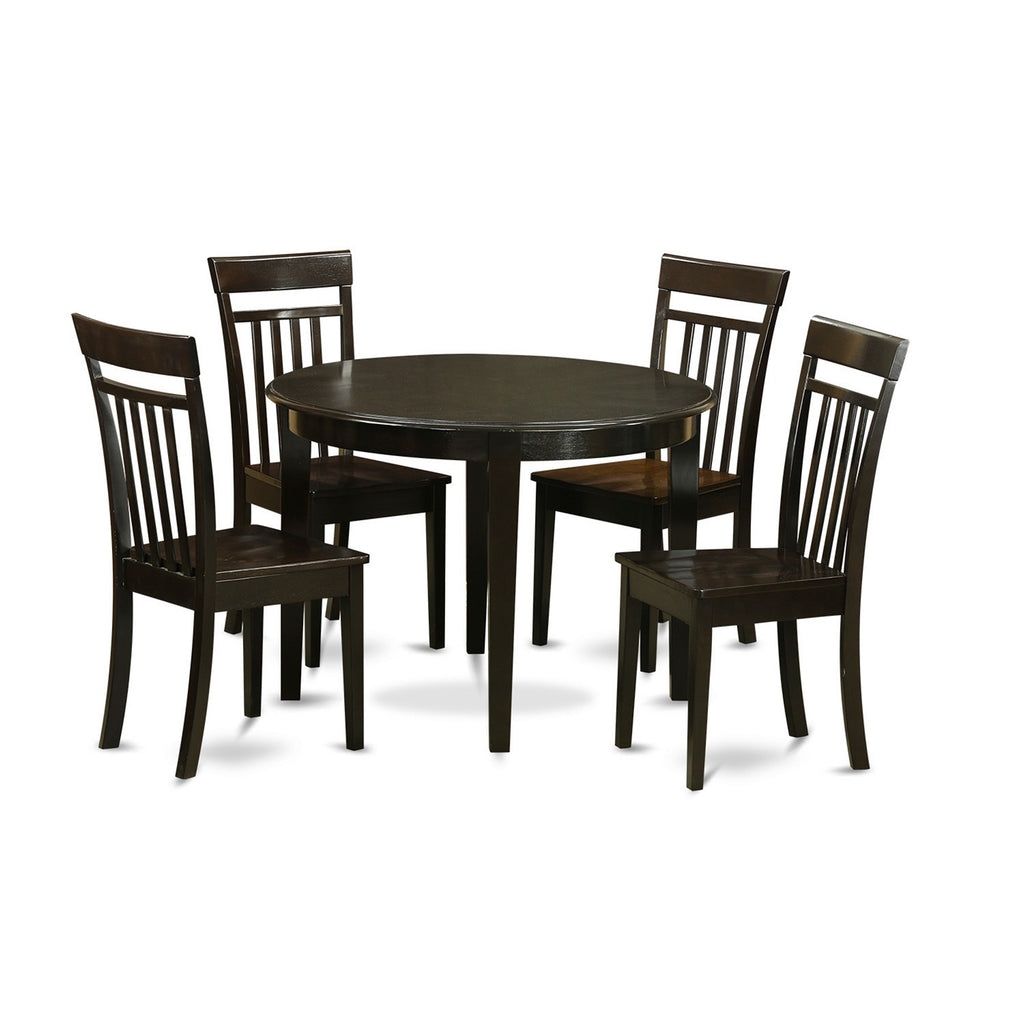 East West Furniture BOCA5-CAP-W 5 Piece Dining Room Furniture Set Includes a Round Kitchen Table and 4 Dining Chairs, 42x42 Inch, Cappuccino