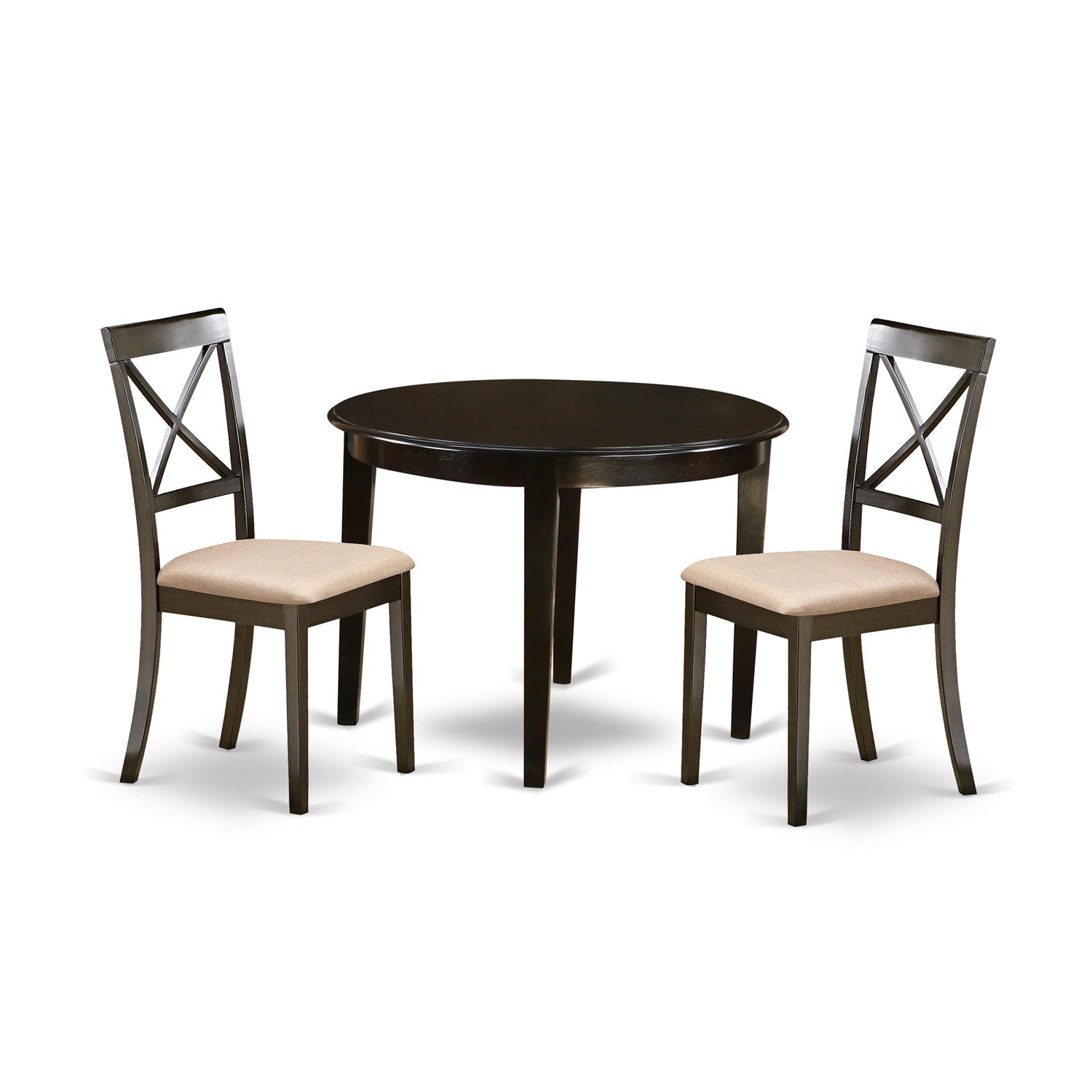 BOST3-CAP-C 3 PC small Kitchen Table set-round Table and 2 Dining Chairs