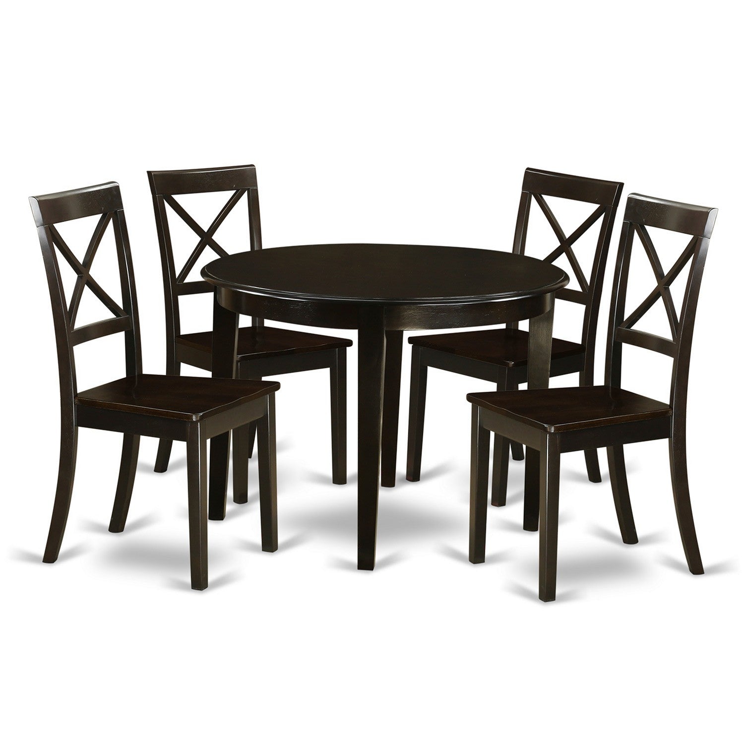 Juego de mesa y sillas de cocina de 5 piezas East West Furniture BOST5-CAP-W Incluye una mesa de comedor redonda y 4 sillas de comedor