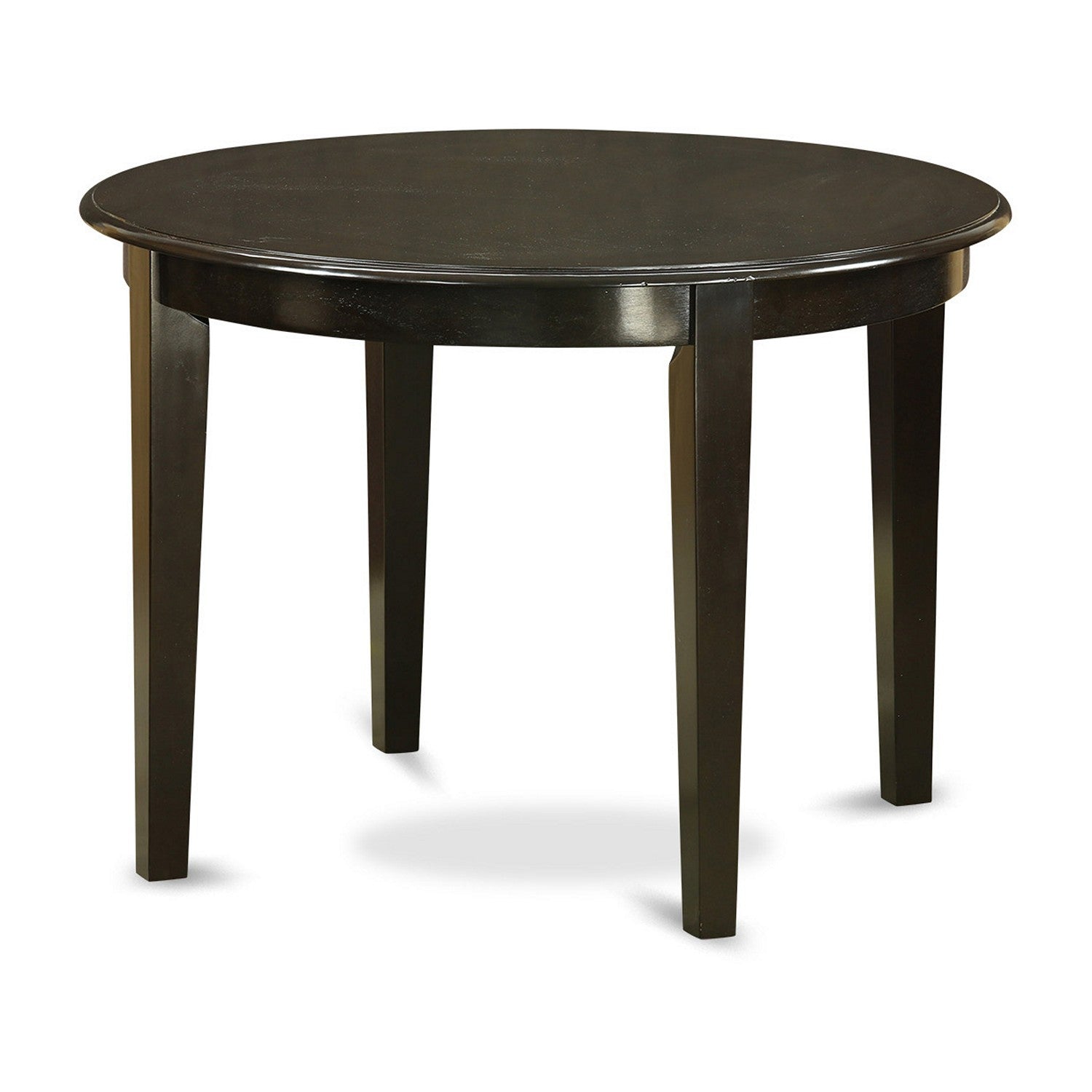 Juego de comedor de 3 piezas East West Furniture BOBA3-CAP-21 para espacios pequeños. Contiene una mesa de comedor redonda y dos sillas de comedor Parson de tela de lino de color azul.