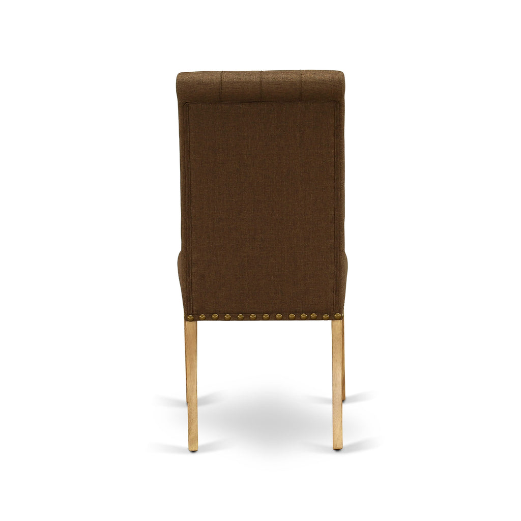 East West Furniture NDBR5-OAK-18 5 Piece Dining Table Set for 4 Includes a Rectangle Kitchen Table with Dropleaf and 4 Brown Linen Linen Fabric Upholstered Chairs