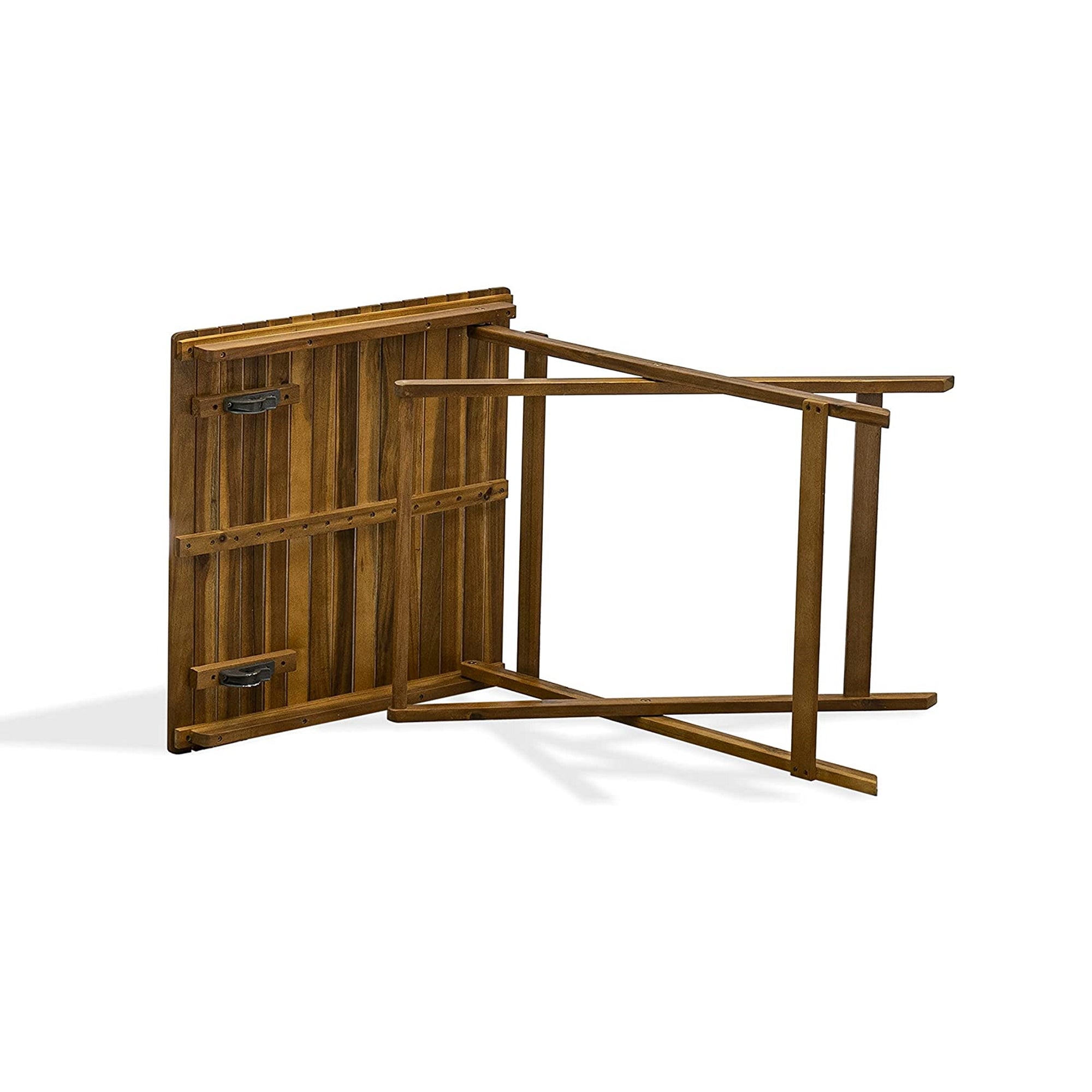 East West Furniture SECM3CANA 3-Pc Patio Outdoor Dining Set Contains a Folding Outdoor Table and 2 Wood Folding Chairs Suitable for Garden, Terrace, Bistro, and Porch - Natural Oil Finish